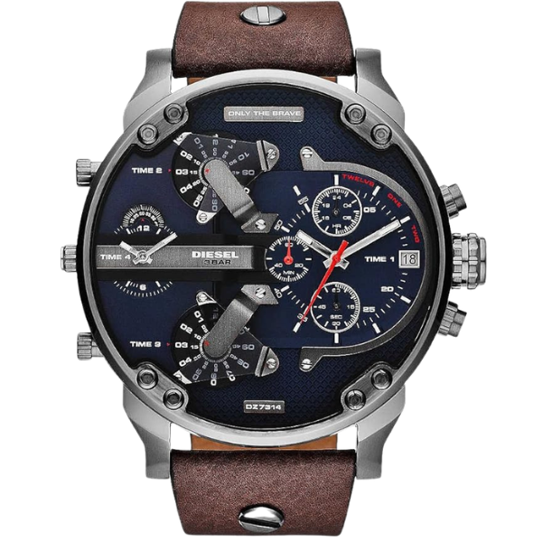 Diesel Mr Daddy Dual Time Chronograph Navy Blue Dial Men's Watch DZ7314