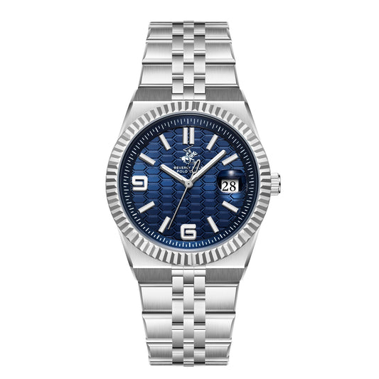 Beverly Hills Polo Club Classy Blue Dial Silver Date Watch BP3891X.390