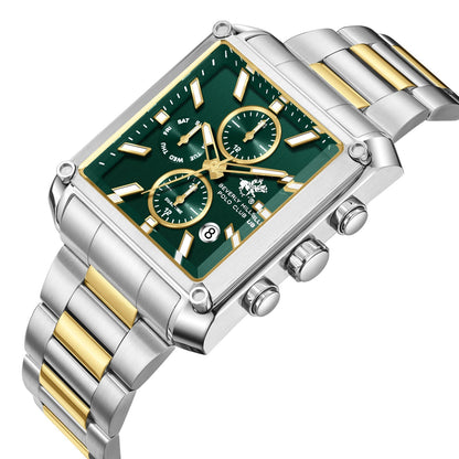 Beverly Hills Polo Club Dual Time Green Dial Two-Tone Watch BP3868X.270