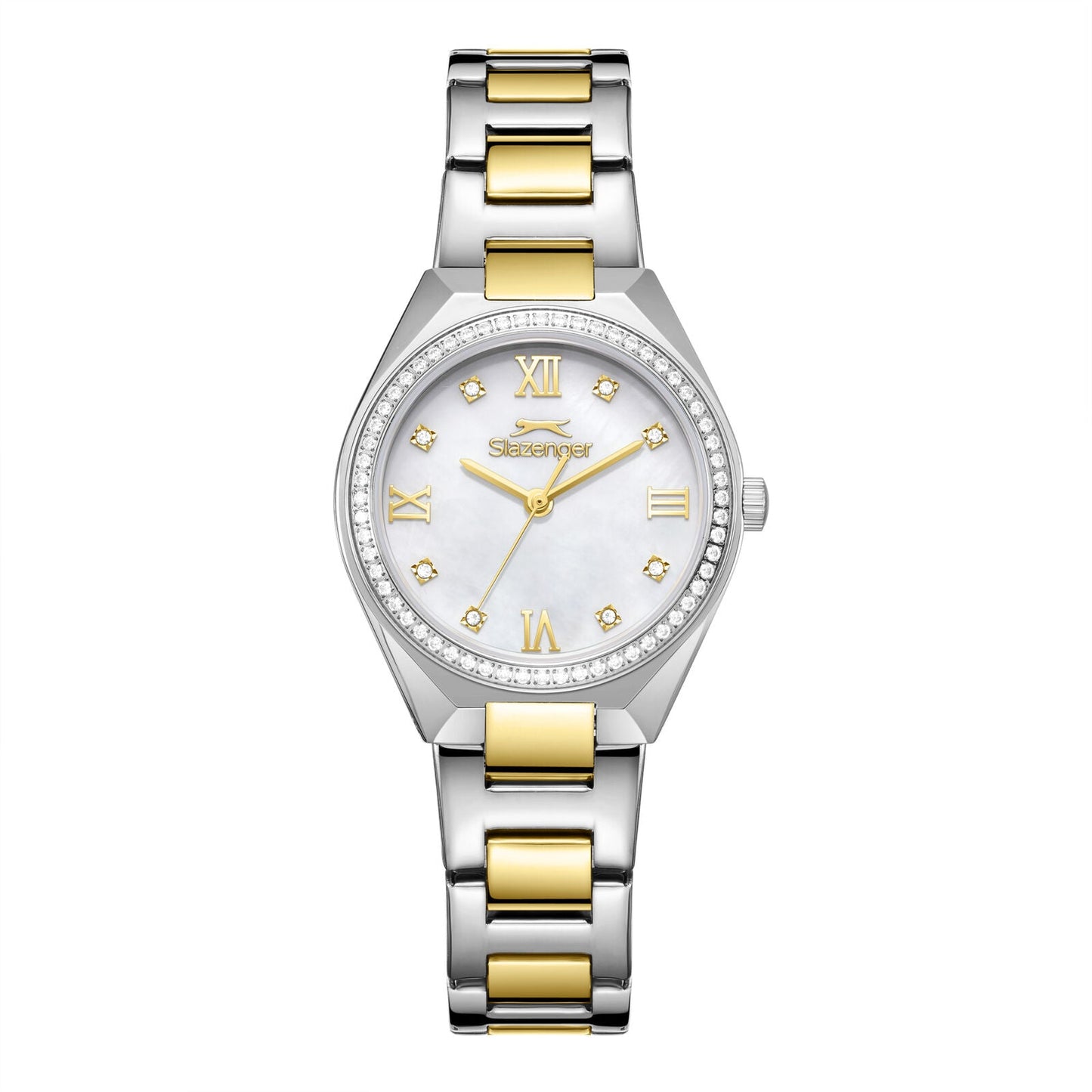 Slazenger Crystals White Dial Two Tone Watch - SL.09.2590.3.220