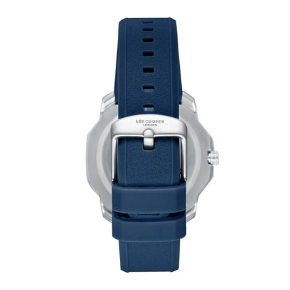 Lee Cooper Contemporary Date Window Blue Dial and Elastomer Strap Silver Watch - LC08312.399