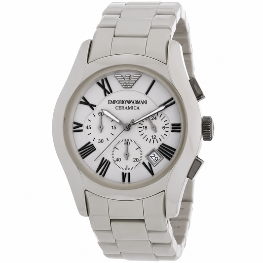 Emporio Armani Valente Large Chronograph Grey Ceramic Men's Watch - AR1459