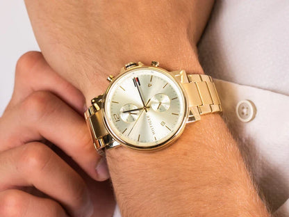 Tommy Hilfiger Daniel White Dial Gold Steel Strap Men's Watch 1710415