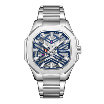 Lee Cooper dark blue square dial paired silver metal strap Men's Watch - LC08246.390