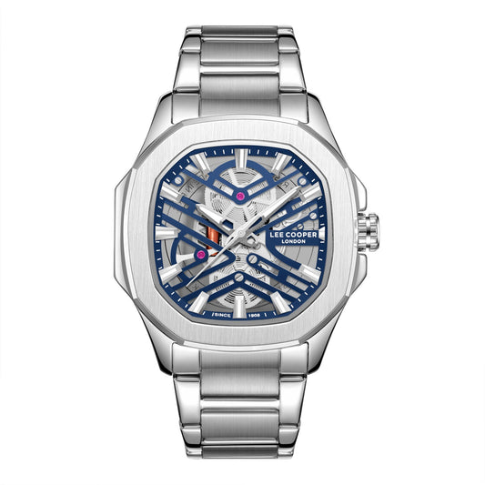Lee Cooper dark blue square dial paired silver metal strap Men's Watch - LC08246.390