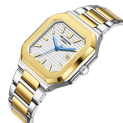 Lee Cooper Maxime Square Case Silver Dial Two Tone Watch - LC08269.230
