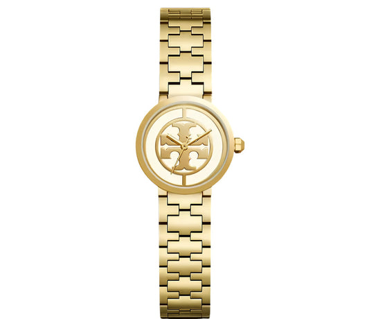 Tory Burch Ivory & Gold Tone Reva Small Logo Women's Watch TBW4011