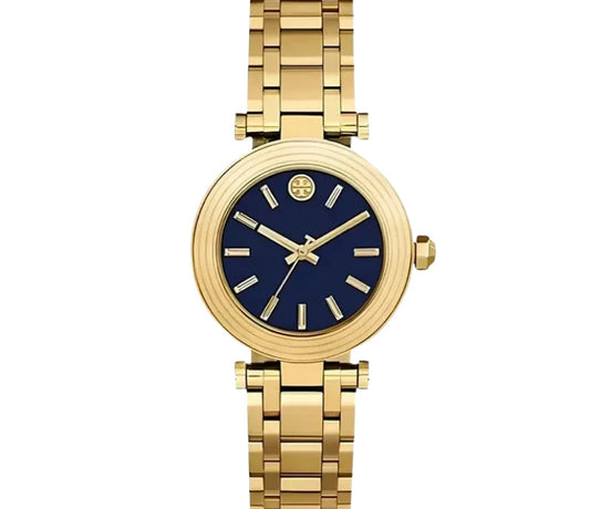 Tory Burch Classic T Navy Blue Dial Gold Women's Watch TBW9010