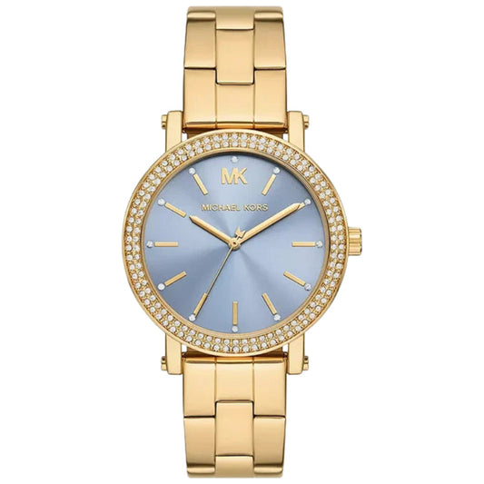 Michael Kors Slim Runway Blue Dial Gold Watch - MKO1048