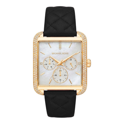 Michael Kors Drew Quartz MOP Dial and Black Leather Strap Women's Watch - MK2769