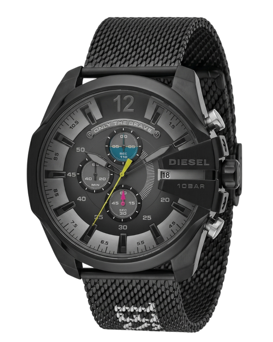 Diesel Mega Chief Chronograph All Black Mesh Strap Watch DZ4514