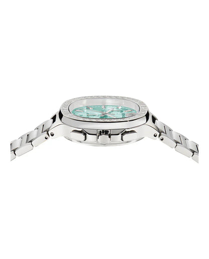 Versace V-Chrono Square Chronograph Quartz Turquoise Dial Watch VEVCA0324