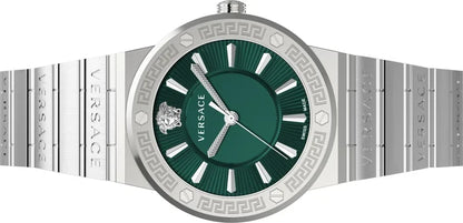 Versace Greca Silver Green Dial Women's Watch VEVH00920