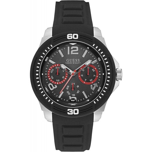 Guess Gents Multifunctional Dial And Black Silicone Strap Men's Watch  W0967G1 - Big Daddy Watches