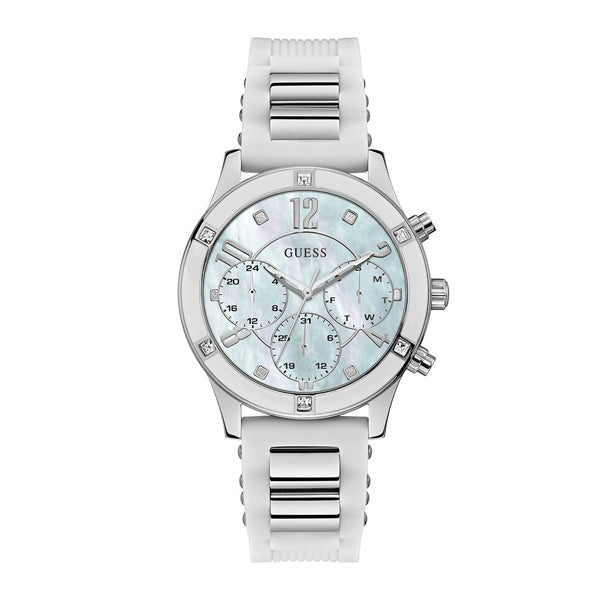 Guess Women's Analog Casual White Silicone Strap Women's Watch  W1234L1 - Big Daddy Watches