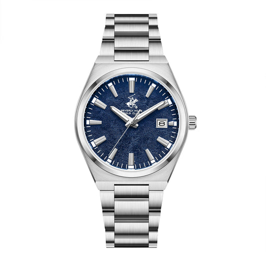 Beverly Hills Polo Club Blue Dial Silver Date Watch BP3851X.390