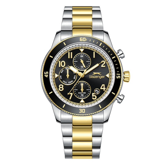 Slazenger Dual Time Multifunction Black Dial Two Tone Watch - SL.09.2604.2.250