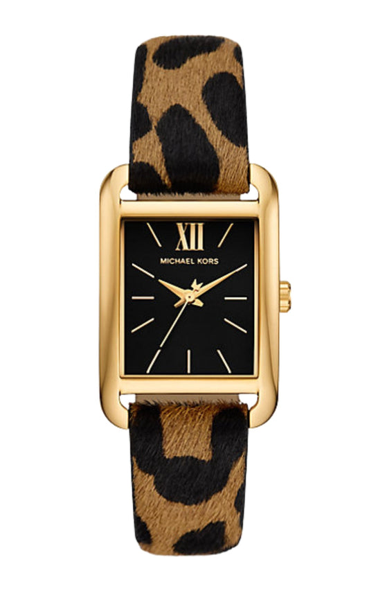 Michael Kors Monroe Gold-Tone and Leopard Print Calf Hair Women's Watch - MKO1115