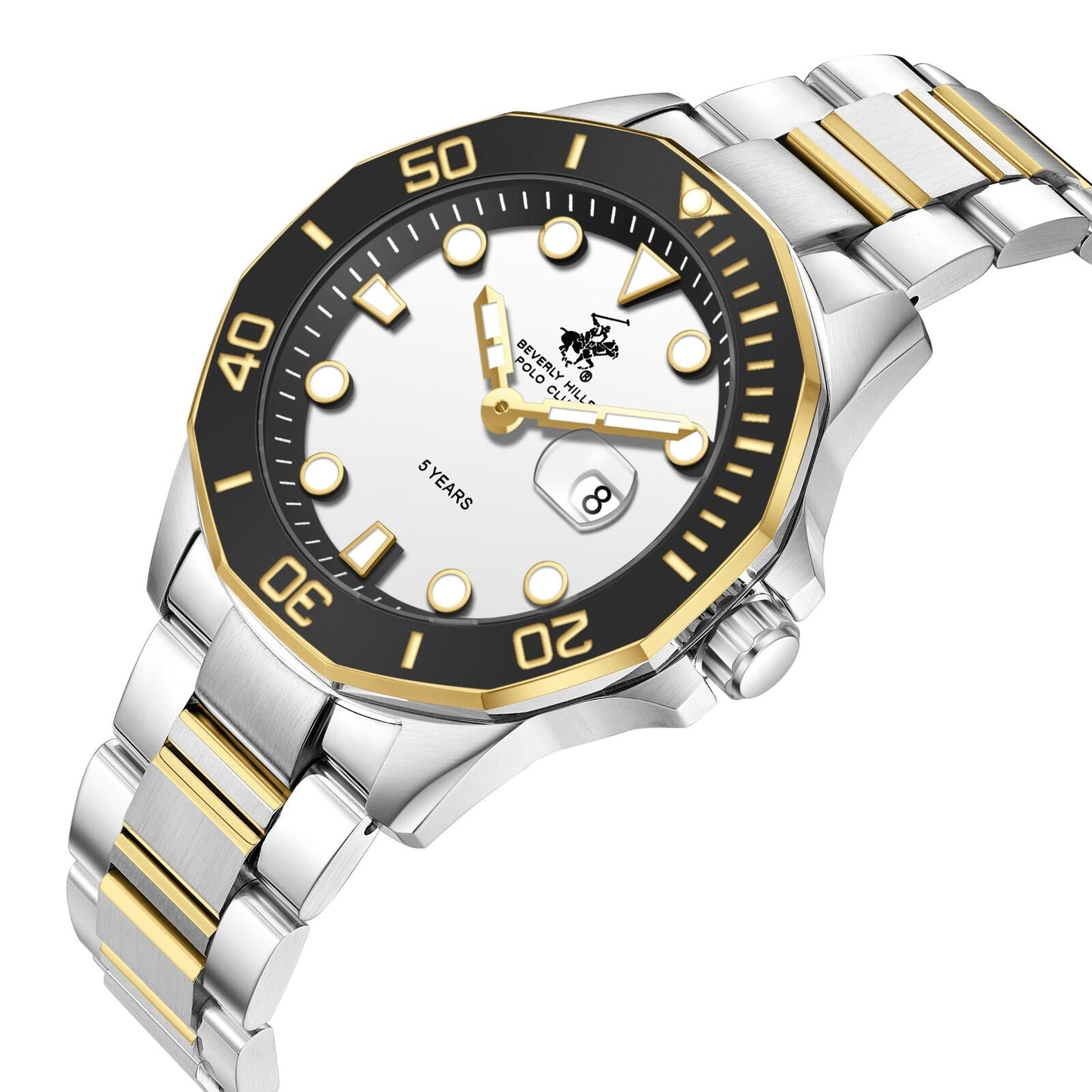 Beverly Hills Polo Club 5 Year White Dial Two-Tone Date Watch BP3878X.230