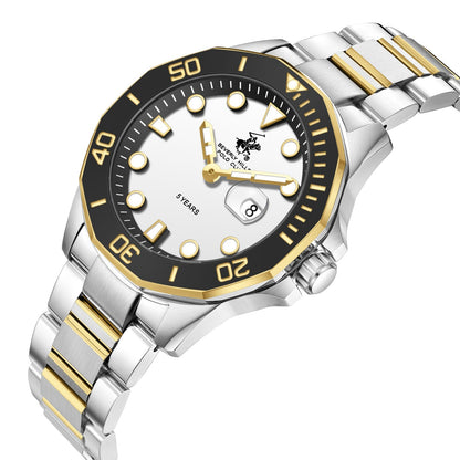 Beverly Hills Polo Club 5 Year White Dial Two-Tone Date Watch BP3878X.230