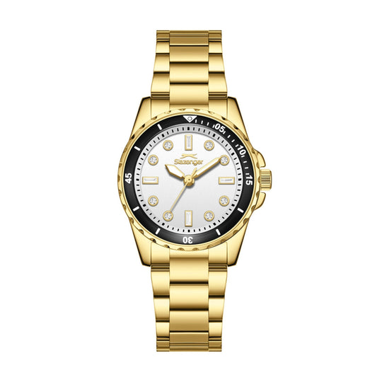 Slazenger Classic Crystals Silver Dial Gold Watch - SL.09.2594.3.130