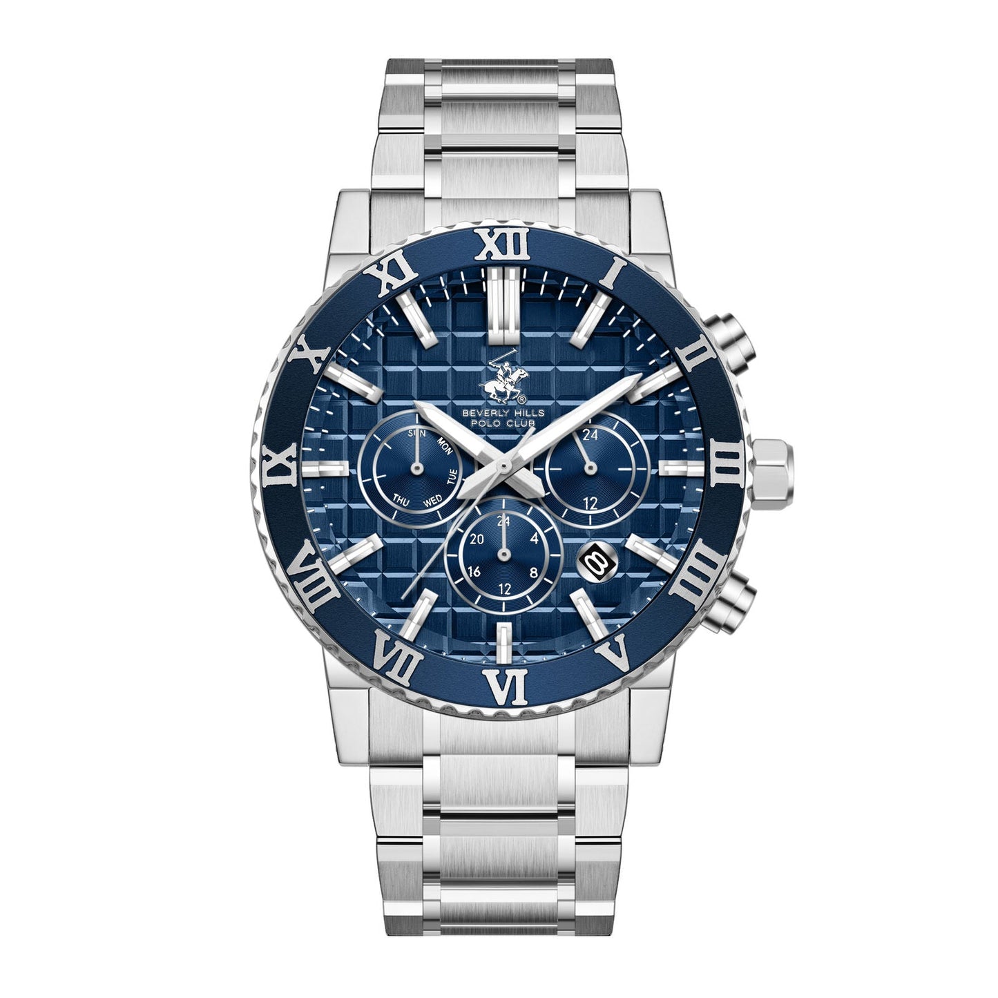 Beverly Hills Polo Club Multifunction Blue Dial Silver Date Watch BP3869X.390