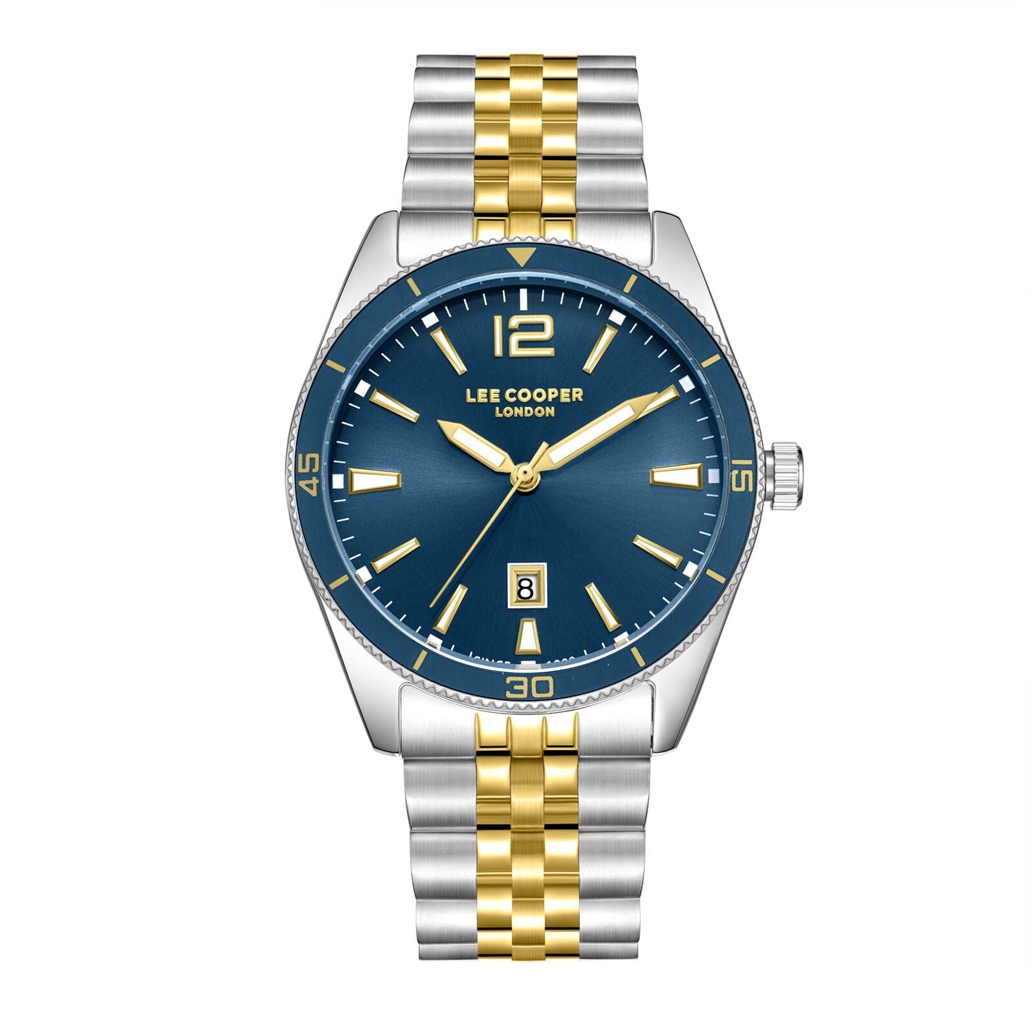 Lee Cooper Oswin Date Window Blue Dial Two Tone Watch - LC08281.290