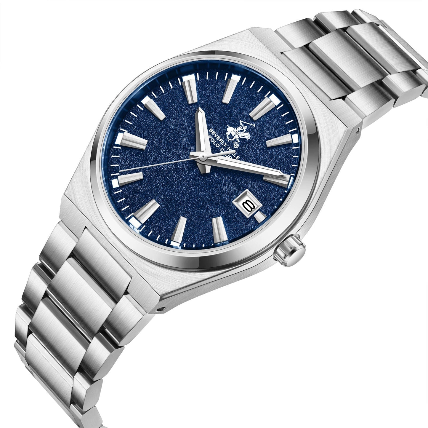 Beverly Hills Polo Club Blue Dial Silver Date Watch BP3851X.390