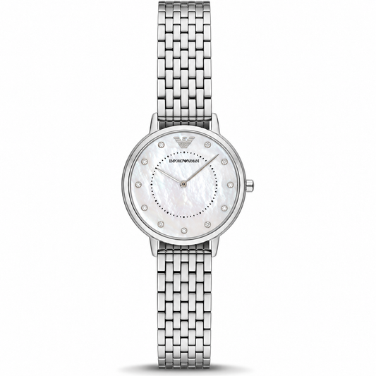 Emporio Armani Kappa Mother of Pearl Dial Silver Mesh Bracelet Watch  AR2511