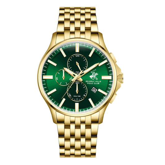 Beverly Hills Polo Club Dual Time Green Dial Gold Watch BP3852X.170