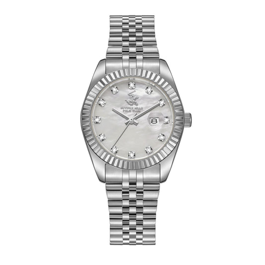 Beverly Hills Polo Club All Silver Diamond Date Watch BP3654X.320