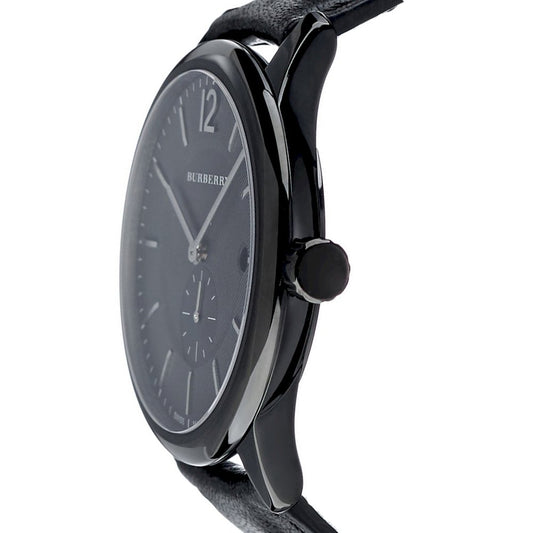 Burberry Swiss Black Leather Strap Black Dial Men's Watch BU10003