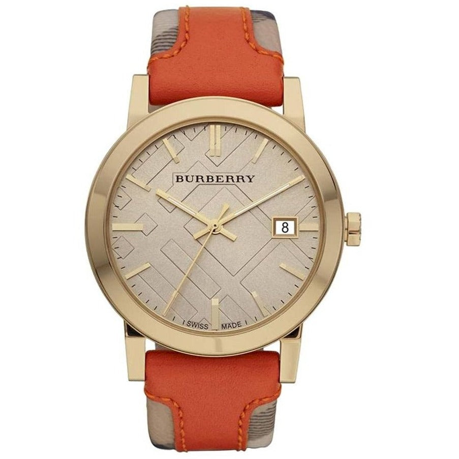 Burberry The City Orange Leather Strap Women's Watch BU9016