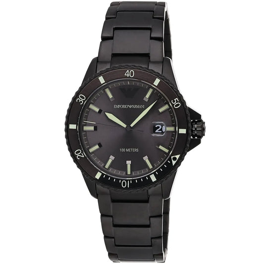 Watch Diver Diver Grey Sunray date window Dial Black PVD Men's Watch - AR11398