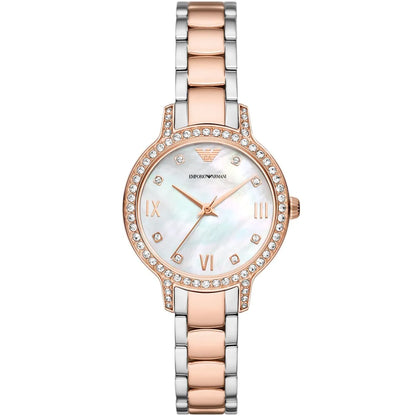 Emporio Armani Cleo White MOP Dial Two-tone Women's Watch - AR11499