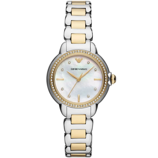 Emporio Armani Mia Quartz Mother of Pearl Dial Two Tone Steel Strap Women's Watch - AR11524