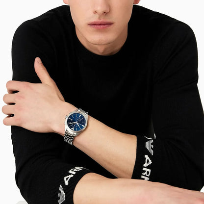 Emporio Armani Claudio Chronograph Blue Dial Silver Men's Watch - AR11541