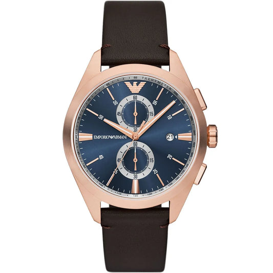 Emporio Armani Claudio Chronograph Dark brown Genuine Leather Men's Watch - AR11554