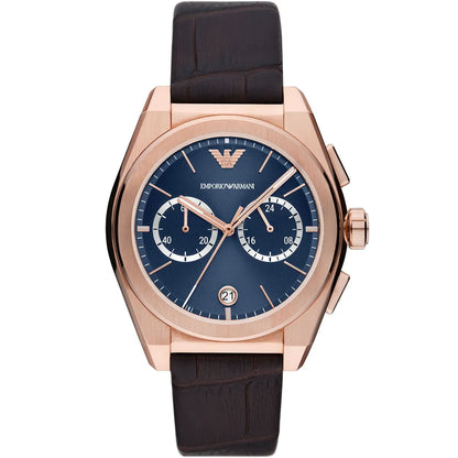 Emporio Armani Federico Chronograph Brown Genuine Leather Men's Watch - AR11563