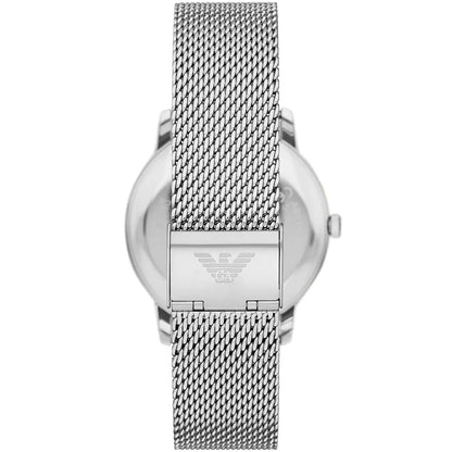 Emporio Armani Minimalist Blue Sunray Dial Silver Mesh Men's Watch - AR11571