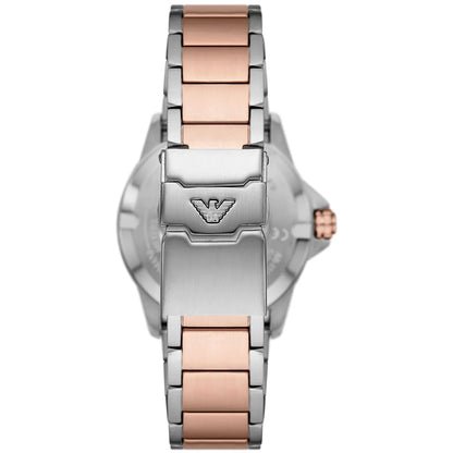 Emporio Armani Diver GMT White Sunray Dial Two-tone Men's Watch - AR11591