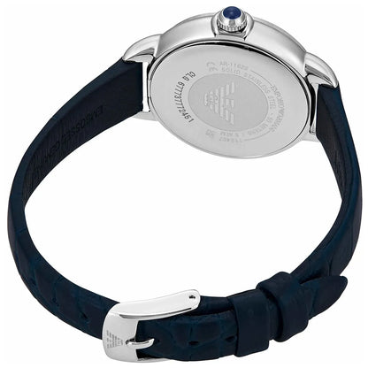 Emporio Armani Moonphase Blue Navy Blue Gnuine Leather Women's Watch - AR11629