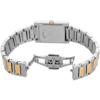Emporio Armani Genni Rectangular White MOP Dial Two-tone Women's Watch - AR11642