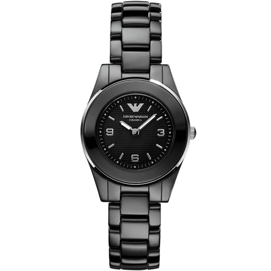 Emporio Armani Leo Small Black Ceramic Women's Watch - AR1438