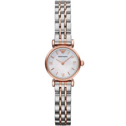 Emporio Armani Gianni T-Bar Mini White MOP Dial Two-tone Women's Watch - AR1764