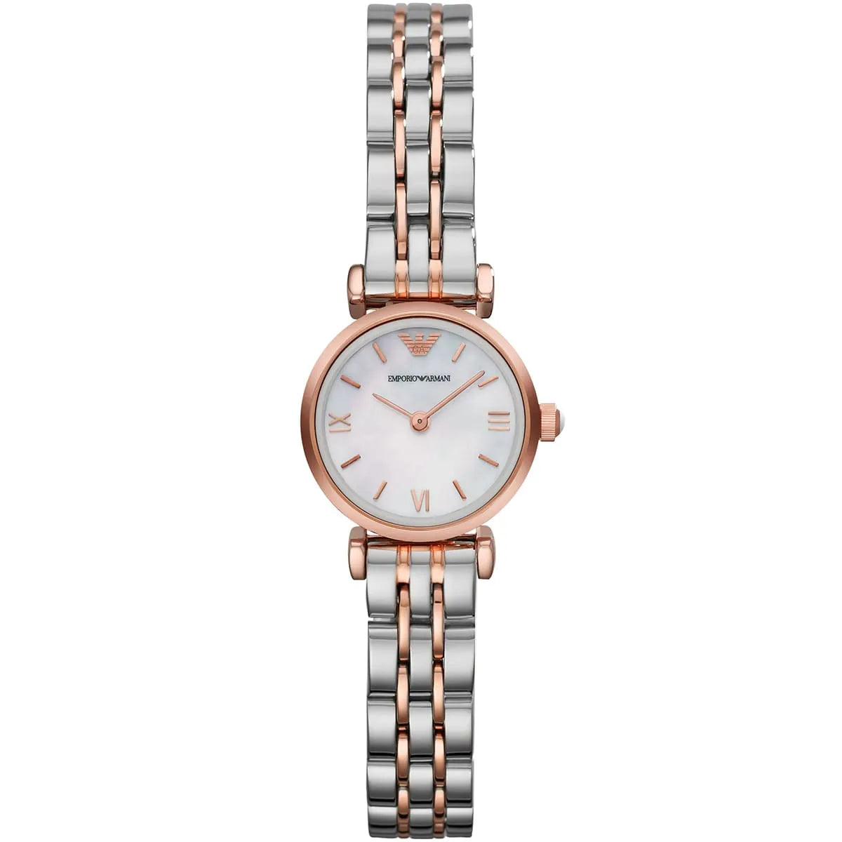 Emporio Armani Gianni T-Bar Mini White MOP Dial Two-tone Women's Watch - AR1764