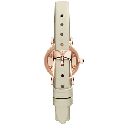 Emporio Armani Gianni T-Bar Mini Beige Sunray Dial Beige Genuine Leather Women's Watch - AR1771