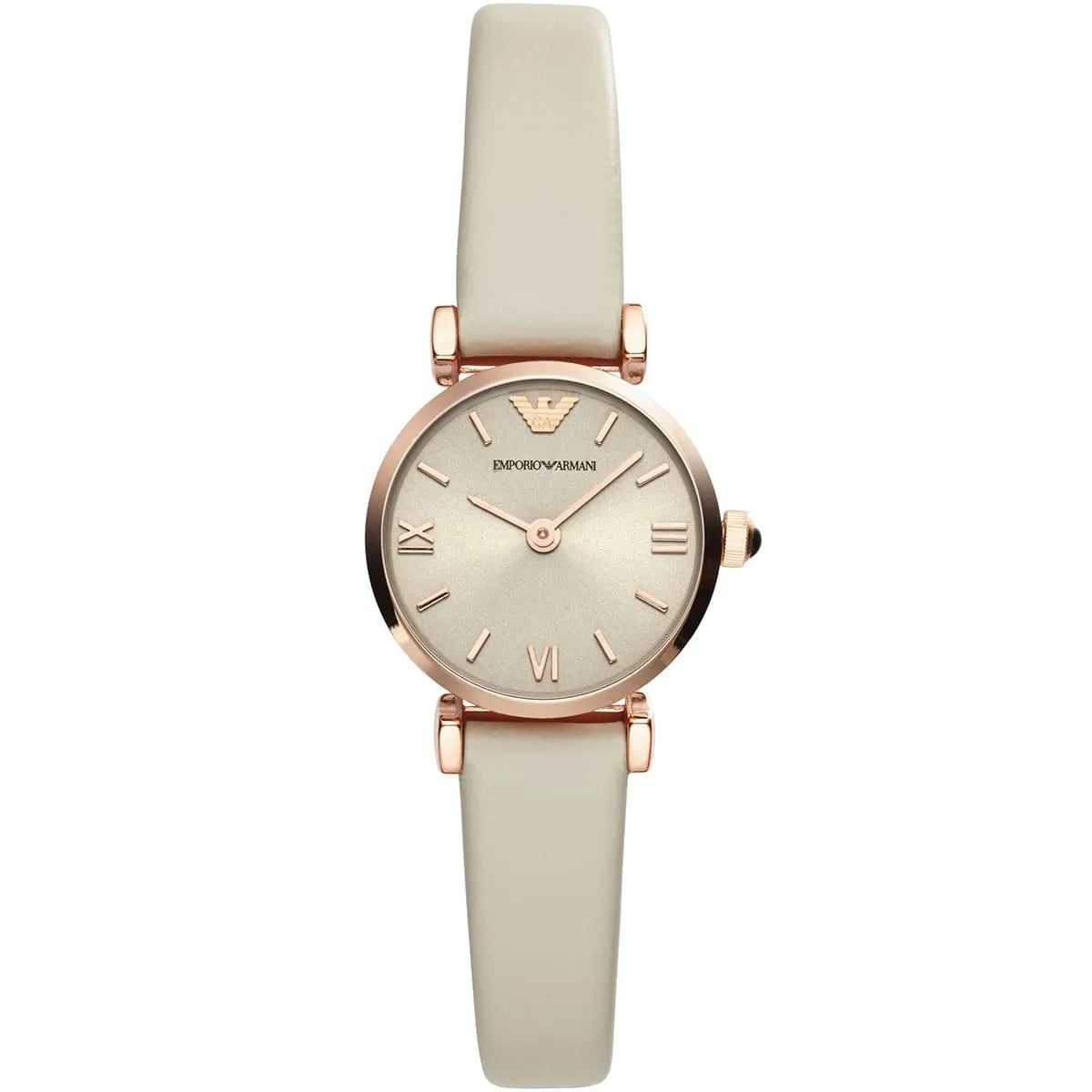 Emporio Armani Gianni T-Bar Mini Beige Sunray Dial Beige Genuine Leather Women's Watch - AR1771