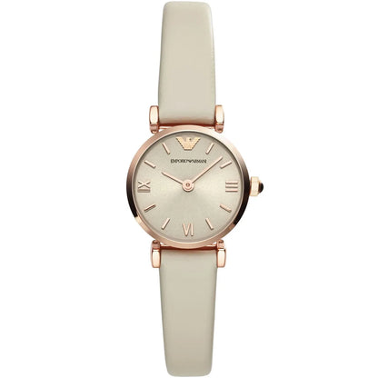 Emporio Armani Gianni T-Bar Mini Beige Sunray Dial Beige Genuine Leather Women's Watch - AR1771