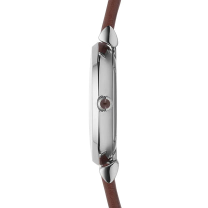 Emporio Armani Gianni T-Bar Brown Shell Dial Light Brown Genuine Leather Women's Watch - AR1873